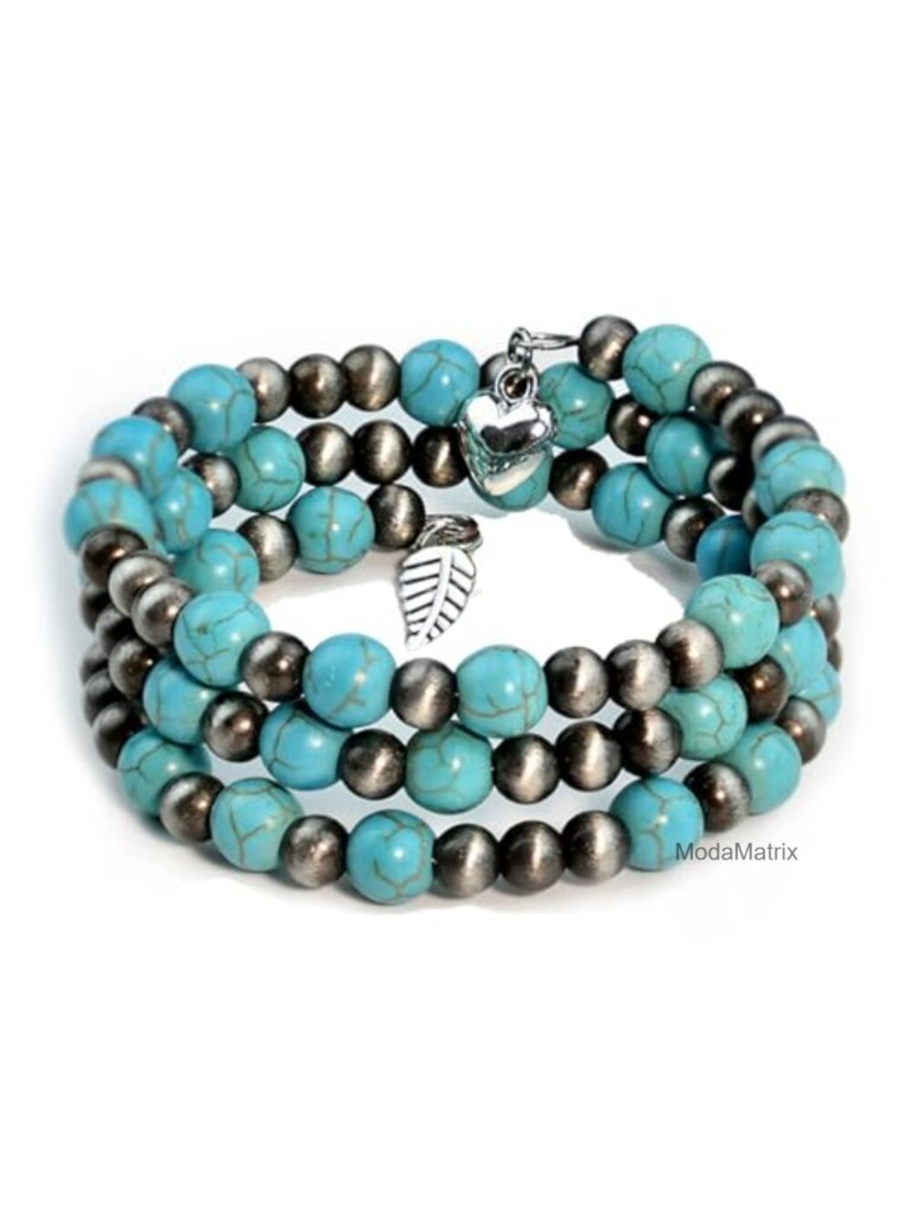 Multilayered Stretch Beaded Pearl Bracelet Stackable Navajo Turquoise Jewelry